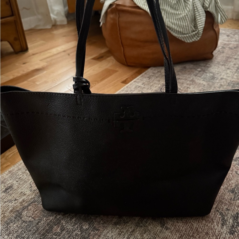 Tory Burch Black Leather Tote Bag
